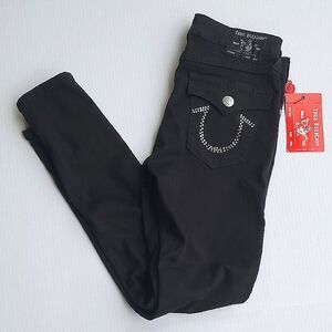 NWT True Religion "Halle" Super Skinny Mid-Rise Women's Black Jeans Size 28